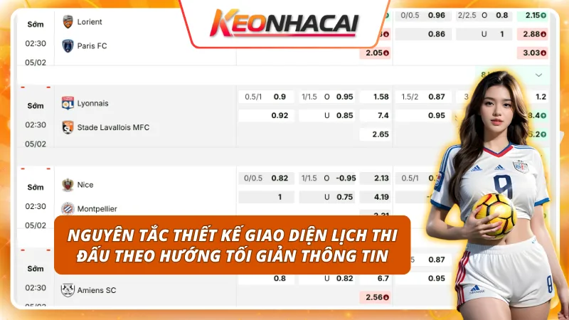 Nguyên tắc thiết kế giao diện lịch thi đấu theo hướng tối giản thông tin