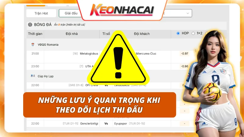 Những lưu ý quan trọng khi theo dõi lịch thi đấu
